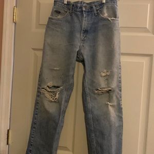 Lee Distressed Blue Jeans size 34X30 (Ladies can wear these too.)